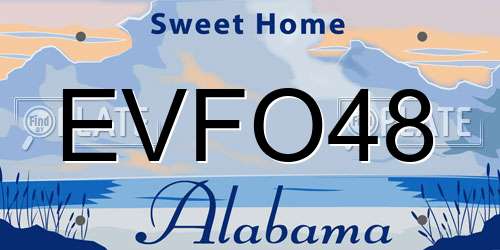 EVFO48 Alabama License Plate