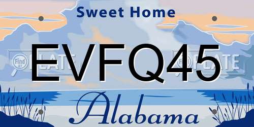 EVFQ45 Alabama License Plate