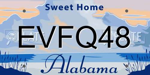 EVFQ48 Alabama License Plate