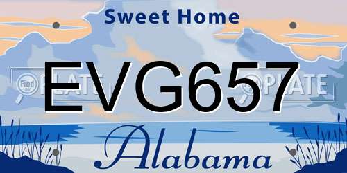 EVG657 Alabama License Plate