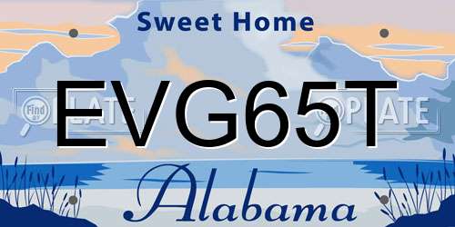 EVG65T Alabama License Plate