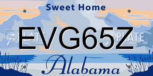 EVG65Z Alabama License Plate