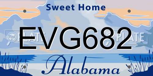 EVG682 Alabama License Plate