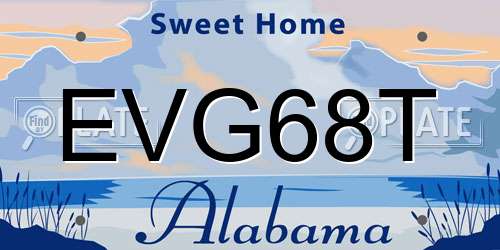EVG68T Alabama License Plate