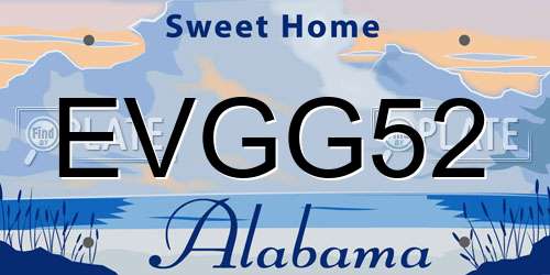 EVGG52 Alabama License Plate