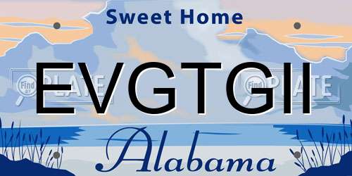 EVGTGII Alabama License Plate