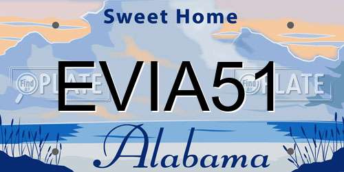 EVIA51 Alabama License Plate