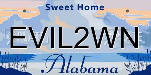 EVIL2WN Alabama License Plate