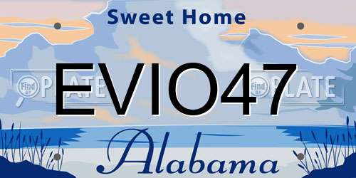 EVIO47 Alabama License Plate