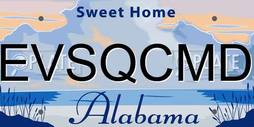 EVSQCMD Alabama License Plate