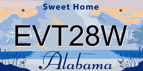 EVT28W Alabama License Plate