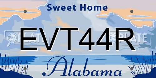 EVT44R Alabama License Plate