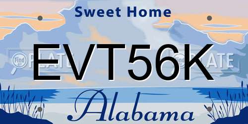 EVT56K Alabama License Plate