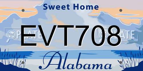 EVT708 Alabama License Plate
