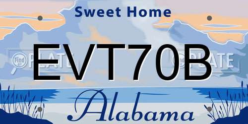 EVT70B Alabama License Plate