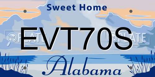 EVT70S Alabama License Plate