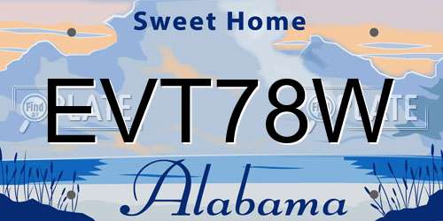 EVT78W Alabama License Plate