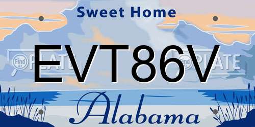 EVT86V Alabama License Plate