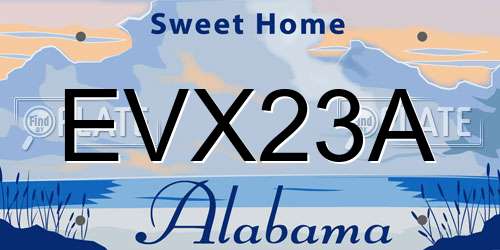 EVX23A Alabama License Plate