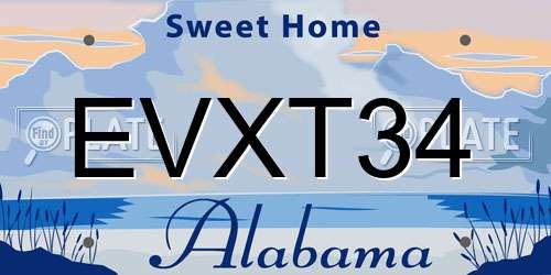 EVXT34 Alabama License Plate