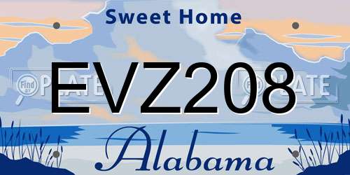 EVZ208 Alabama License Plate