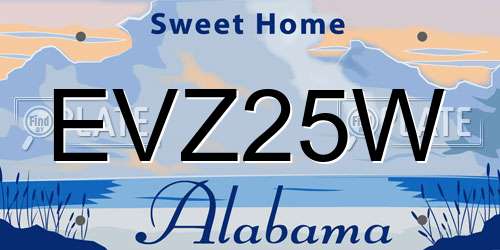 EVZ25W Alabama License Plate