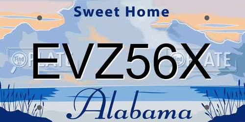 EVZ56X Alabama License Plate