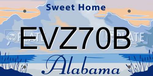 EVZ70B Alabama License Plate