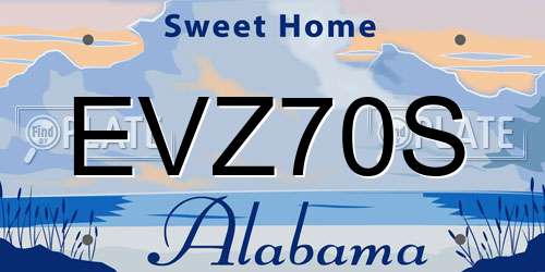EVZ70S Alabama License Plate