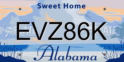 EVZ86K Alabama License Plate