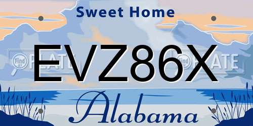 EVZ86X Alabama License Plate