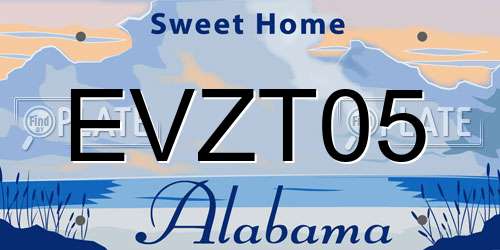 EVZT05 Alabama License Plate