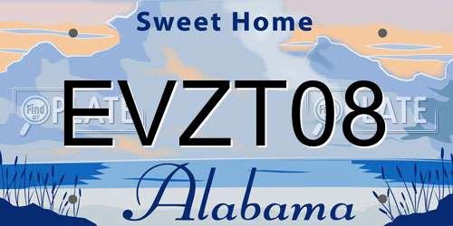 EVZT08 Alabama License Plate