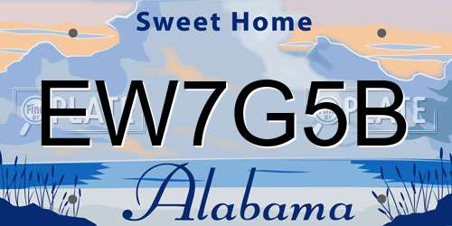 EW7G5B Alabama License Plate