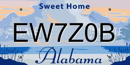 EW7Z0B Alabama License Plate