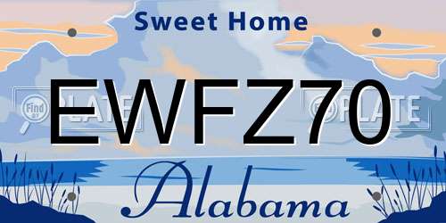 EWFZ70 Alabama License Plate