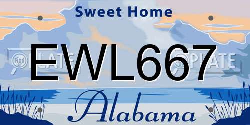 EWL667 Alabama License Plate