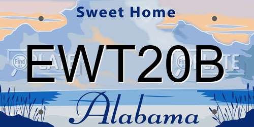 EWT20B Alabama License Plate