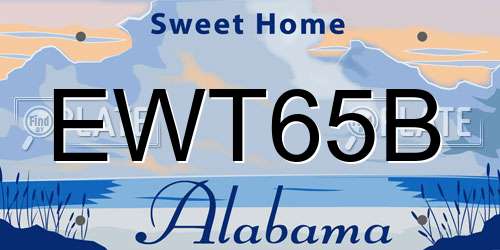 EWT65B Alabama License Plate
