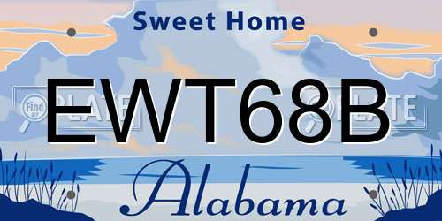 EWT68B Alabama License Plate