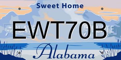 EWT70B Alabama License Plate