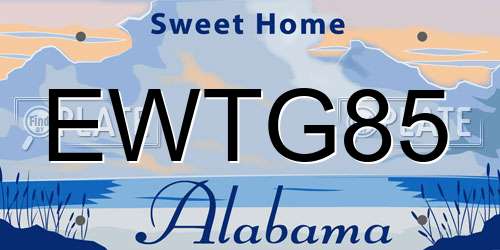 EWTG85 Alabama License Plate