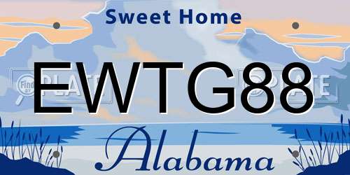 EWTG88 Alabama License Plate