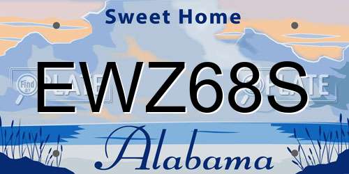 EWZ68S Alabama License Plate