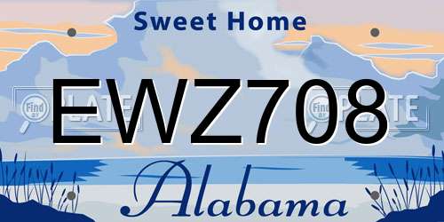 EWZ708 Alabama License Plate