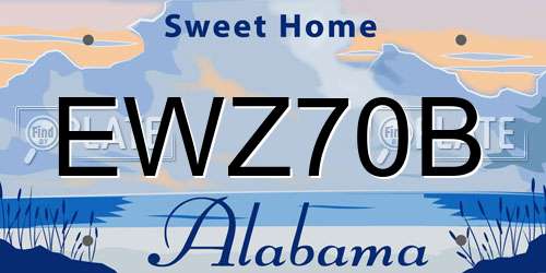 EWZ70B Alabama License Plate