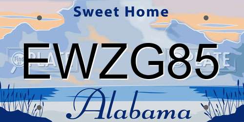EWZG85 Alabama License Plate