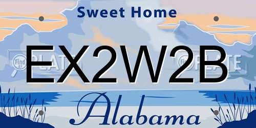 EX2W2B Alabama License Plate