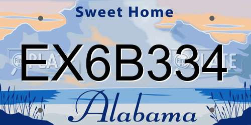 EX6B334 Alabama License Plate