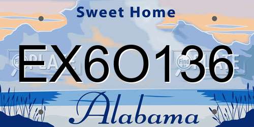 EX6O136 Alabama License Plate